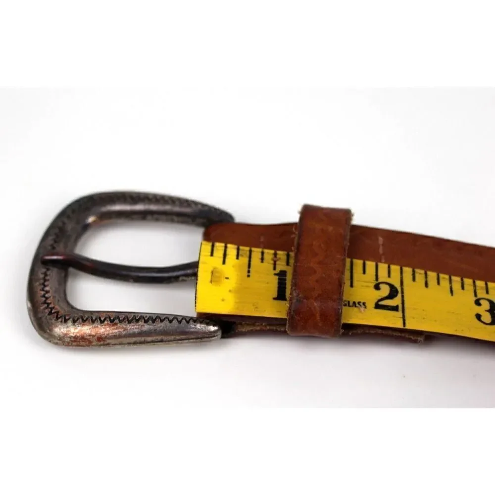 TOOLED SADDLE BROWN GENUINE LEATHER 1.25